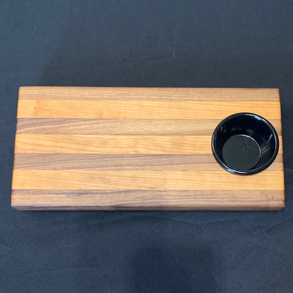Black Walnut & Maple Serving Board with Ramekin